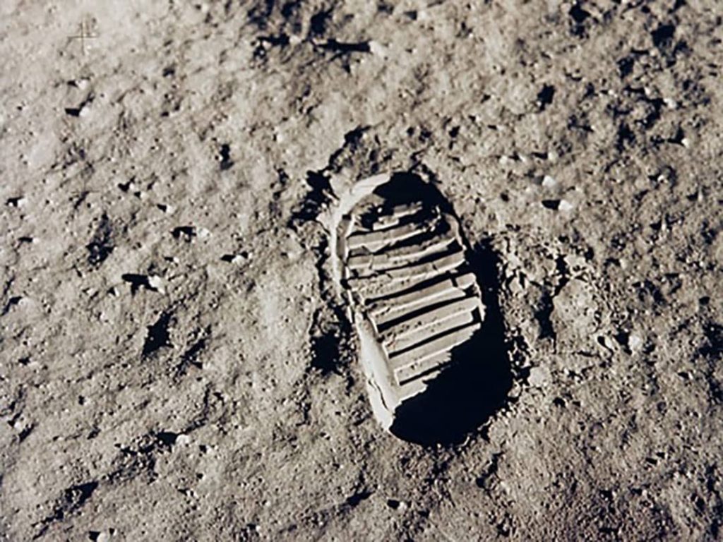 Photograph of Edwin E. 'Buzz' Aldrin Jr.'s bootprint from the Apollo 11 mission, one of the first steps taken on the Moon (1969)